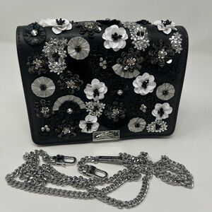Michael Kors Jade Gusset Leather Crossbody with Floral Beading